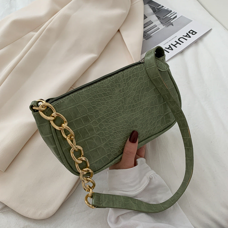 Half Chain Alligator Baguette Bag - Black Ice Styles
