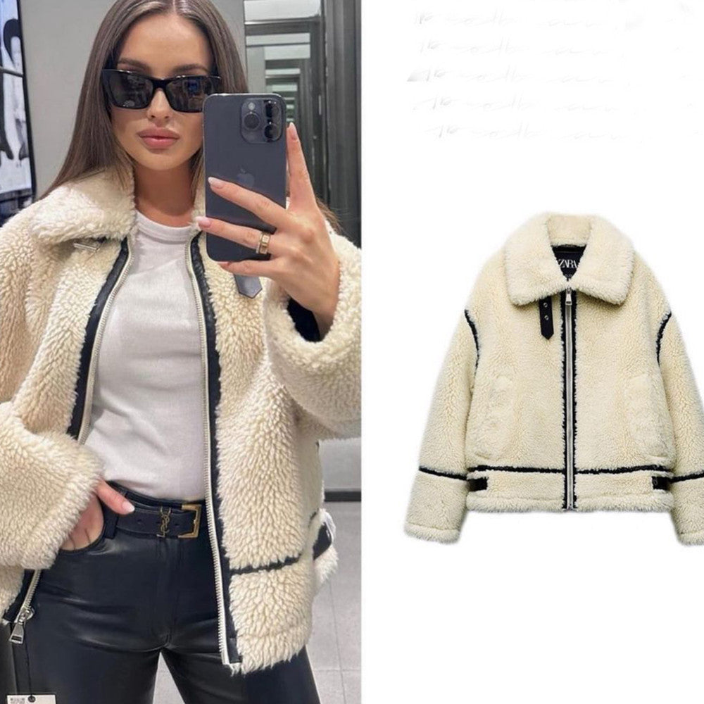 Lamb Wool Stripe Coat - Black Ice Styles