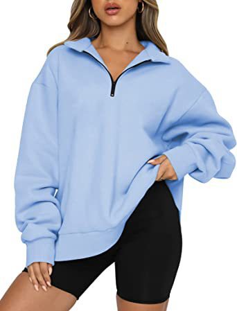 Women Sweatshirts Zip Turndown Collar Loose Casual Tops Clothes - Black Ice Styles