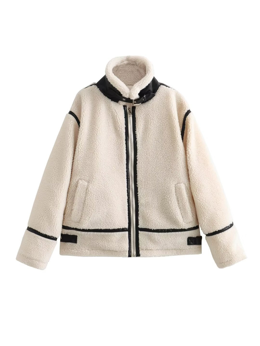 Lamb Wool Stripe Coat - Black Ice Styles