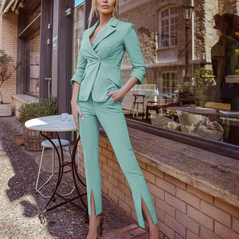 Autumn Slim Fit High Waist Meeting Suit - Black Ice Styles