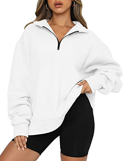 Women Sweatshirts Zip Turndown Collar Loose Casual Tops Clothes - Black Ice Styles