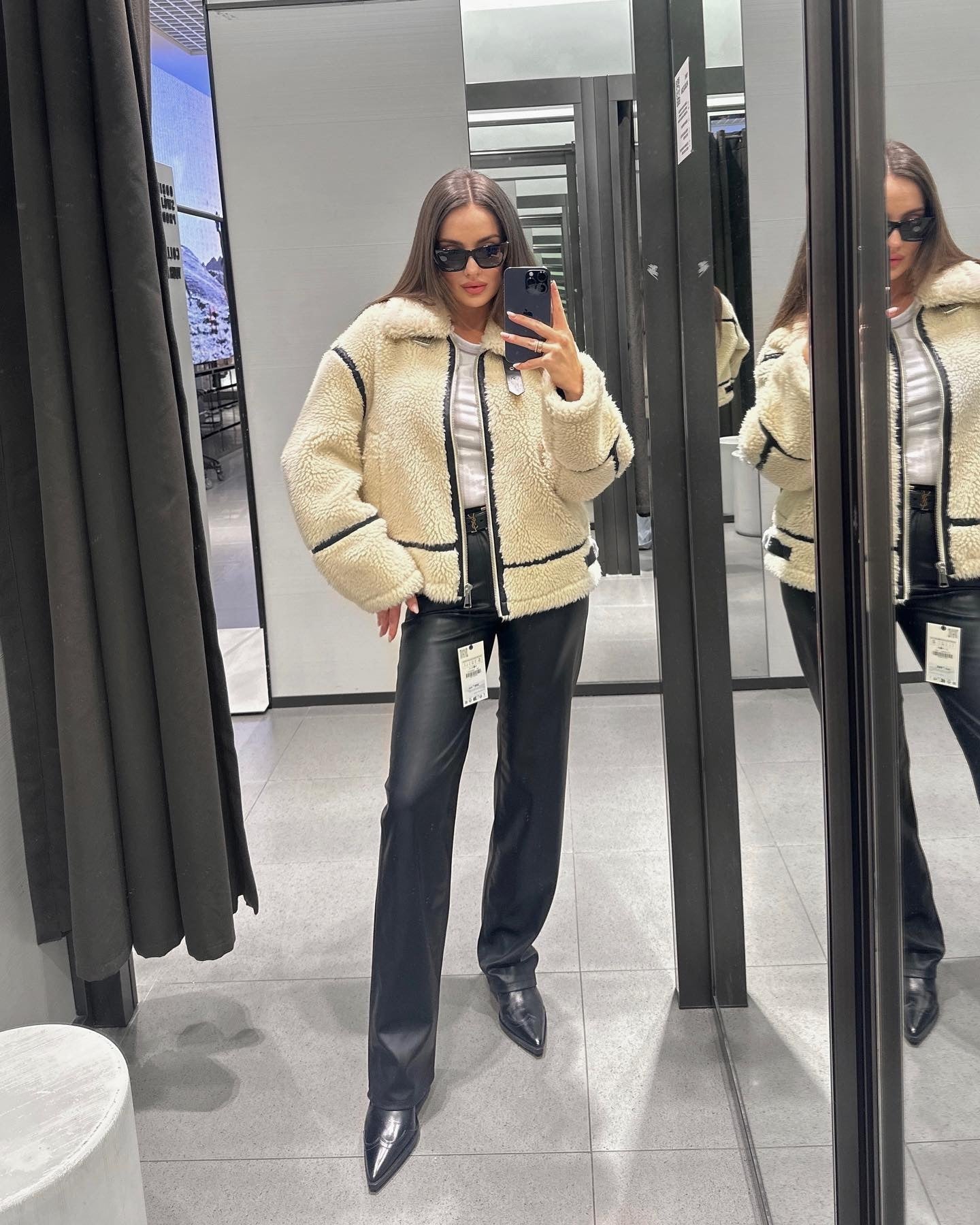 Lamb Wool Stripe Coat - Black Ice Styles