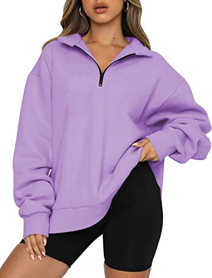 Women Sweatshirts Zip Turndown Collar Loose Casual Tops Clothes - Black Ice Styles
