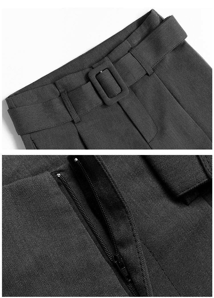 High Waist Loose Slim Fit Trousers - Black Ice Styles