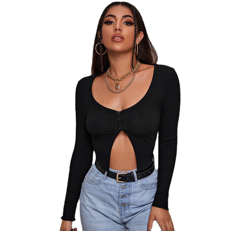 Knit Crop Cardigan Top - Black Ice Styles