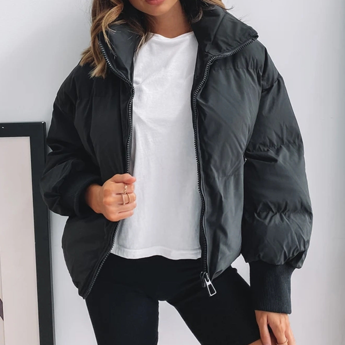 Winter Padded Loose Cotton Coat - Black Ice Styles