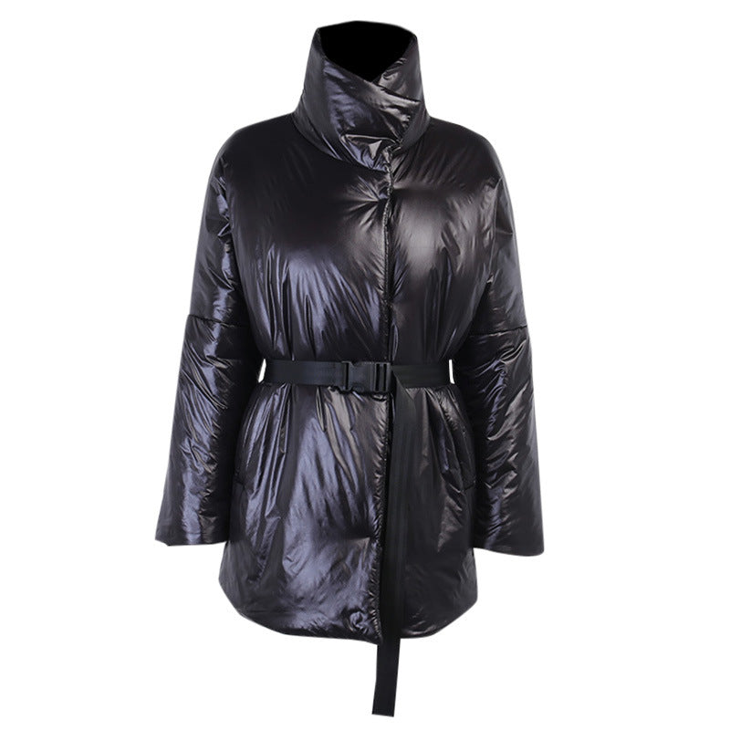 Women's solid color thick cotton trench coat - Black Ice Styles