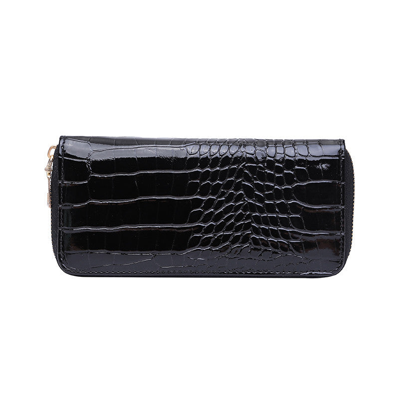 Smooth Alligator Zipper Clutch - Black Ice Styles