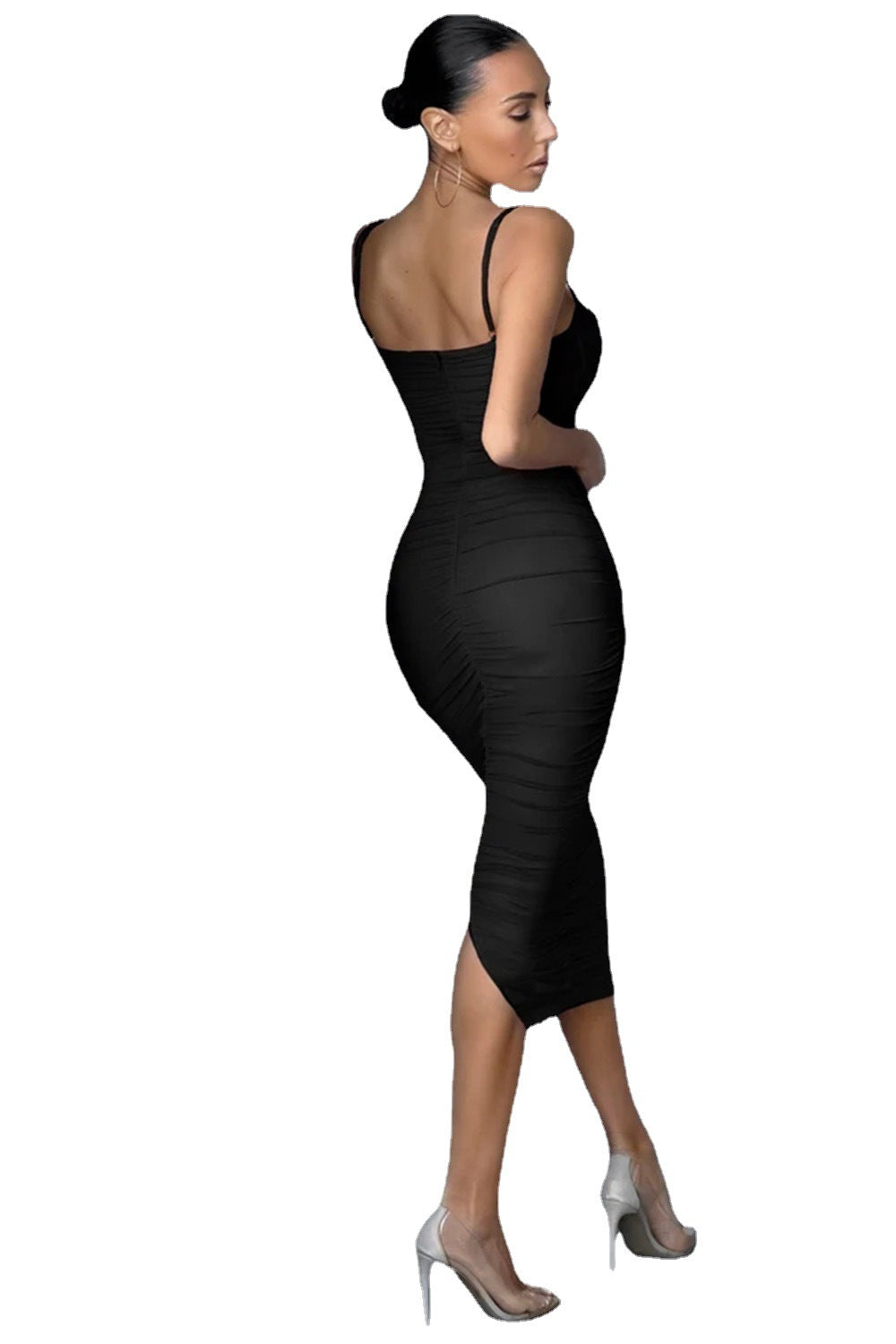 Tight Pleated Bandage Dress - Black Ice Styles