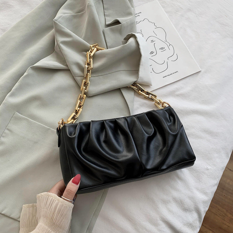 One Shoulder Chain Envelope Bag - Black Ice Styles