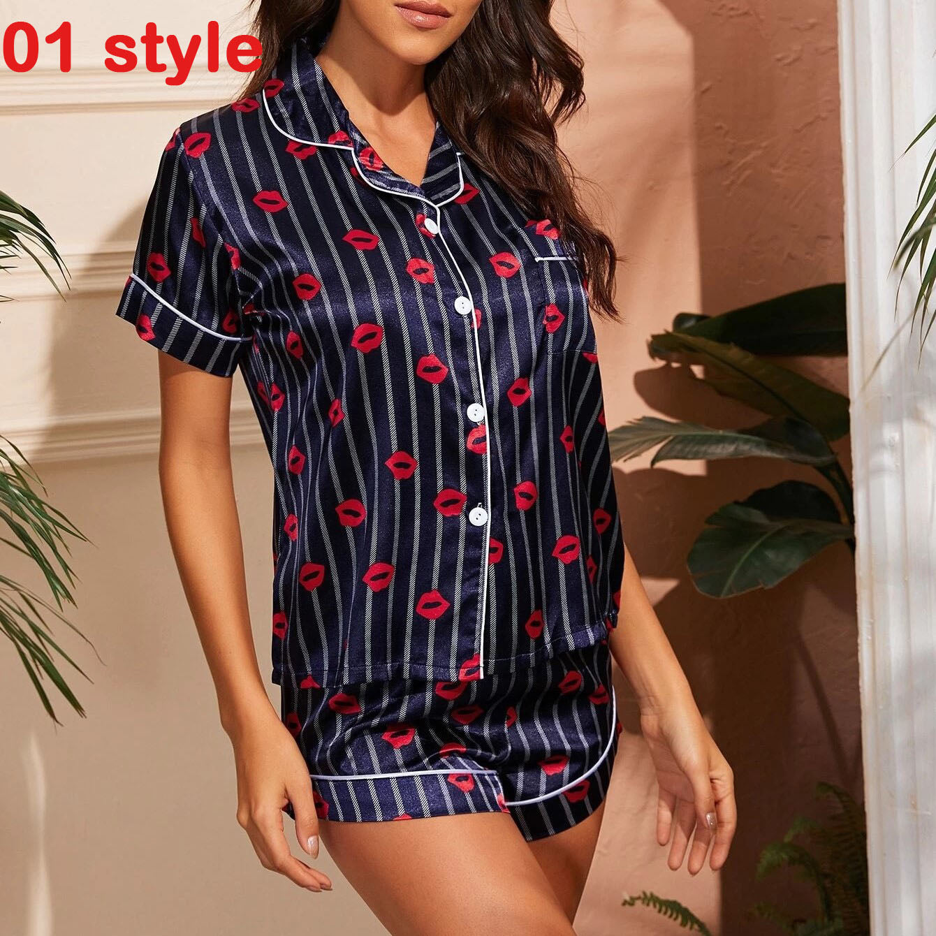 Satin Women Print Sleepwear Set - Black Ice Styles