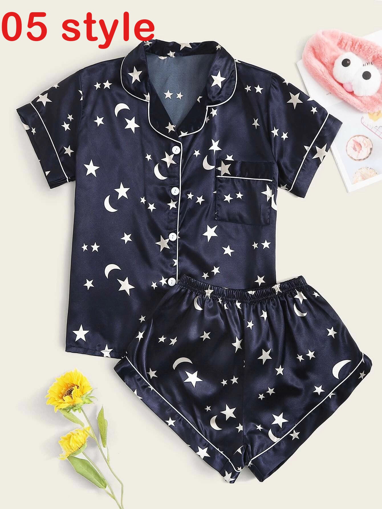 Satin Women Print Sleepwear Set - Black Ice Styles