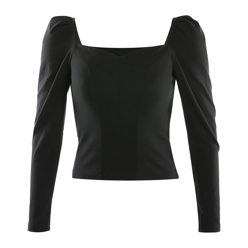 High Shoulder Long Sleeve Top - Black Ice Styles