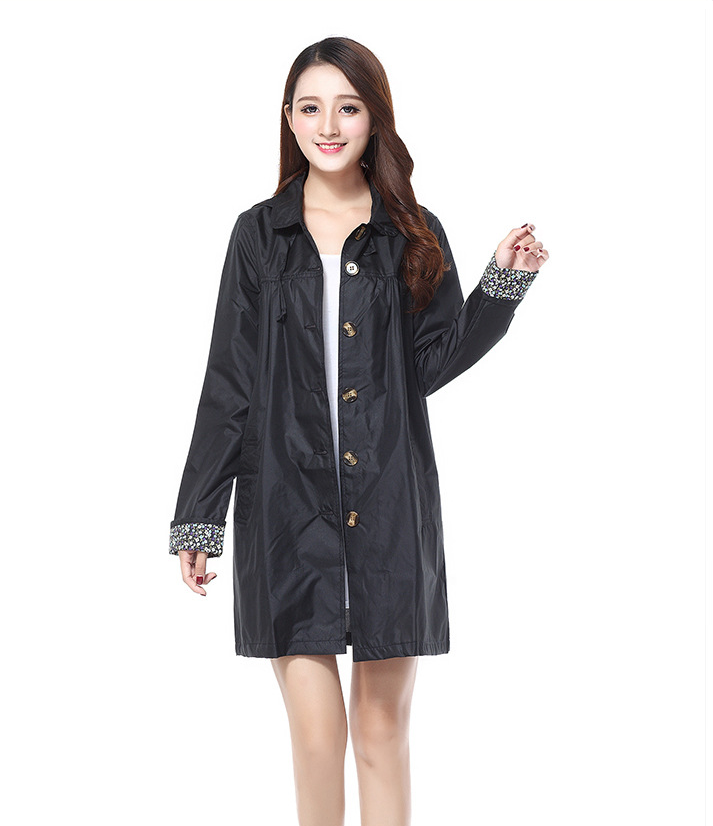 Jacket Solid Flowers Coats Big For women Trench Coat Puffy - Black Ice Styles