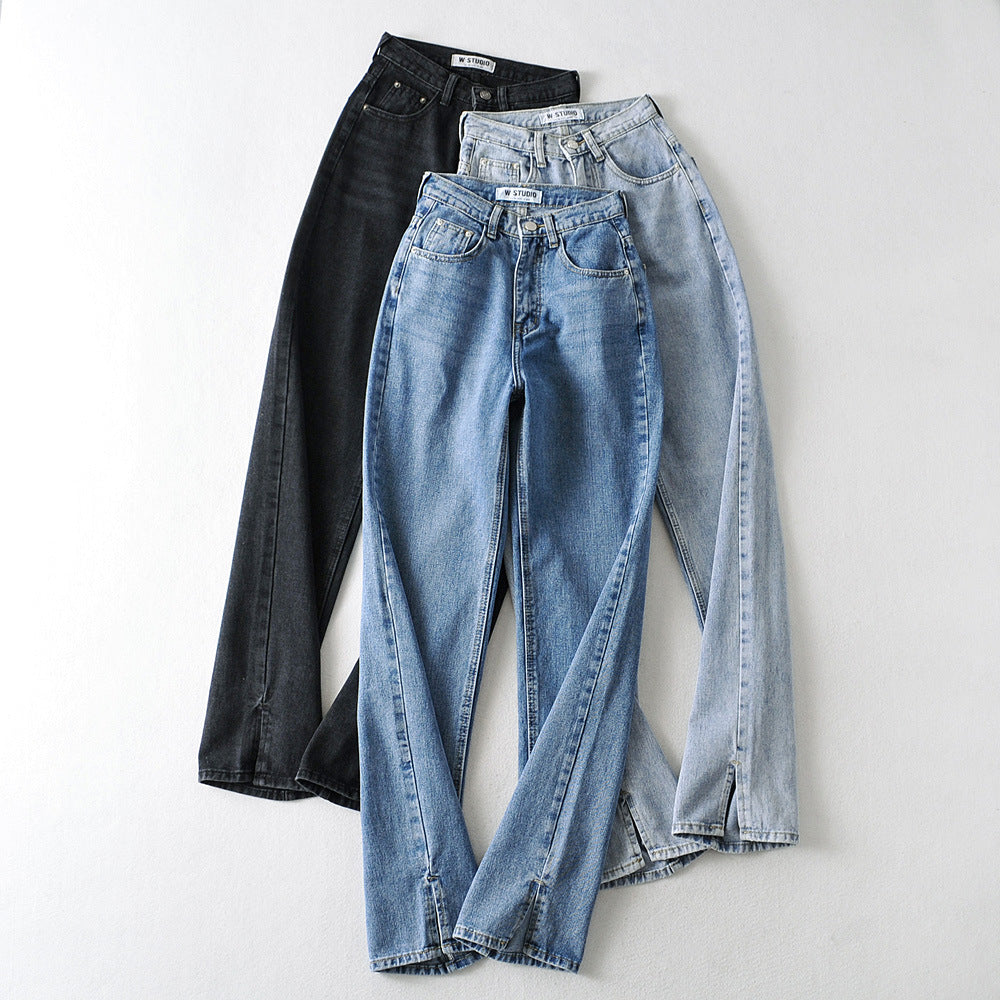 High Waist Loose Fit Jeans - Black Ice Styles