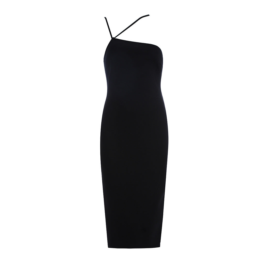 One Shoulder Sling Bandage Dress - Black Ice Styles