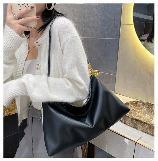 Simple Large Thin Strap Shoulder Bag - Black Ice Styles