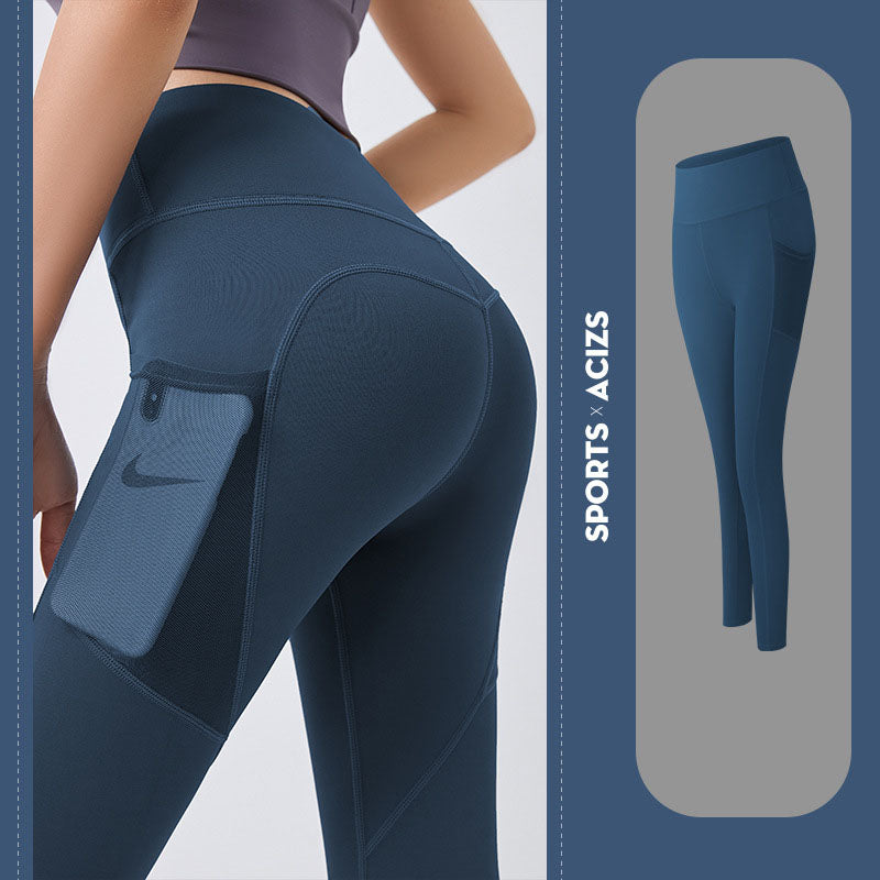 Yoga Pants Women With Pocket Leggings Sport Girl Gym Leggings Women Tummy Control Jogging Tights Female Fitness Pants - Black Ice Styles