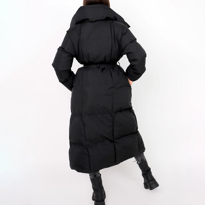 Malina Thick Lace Up Parka Coat - Black Ice Styles