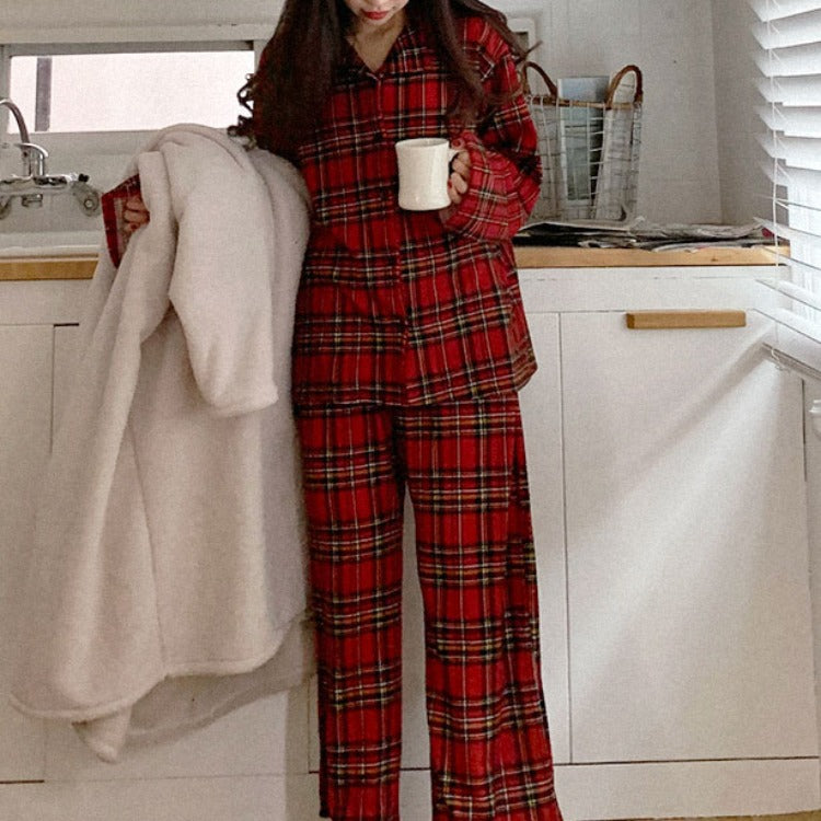 Cotton Plaid Homewear Set - Black Ice Styles