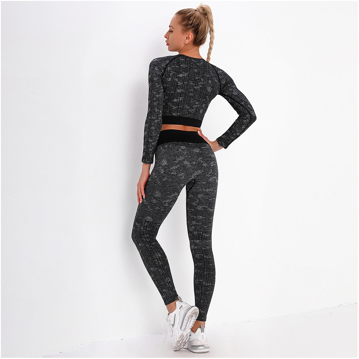 Jacquard camouflage Yoga Pants Set - Black Ice Styles