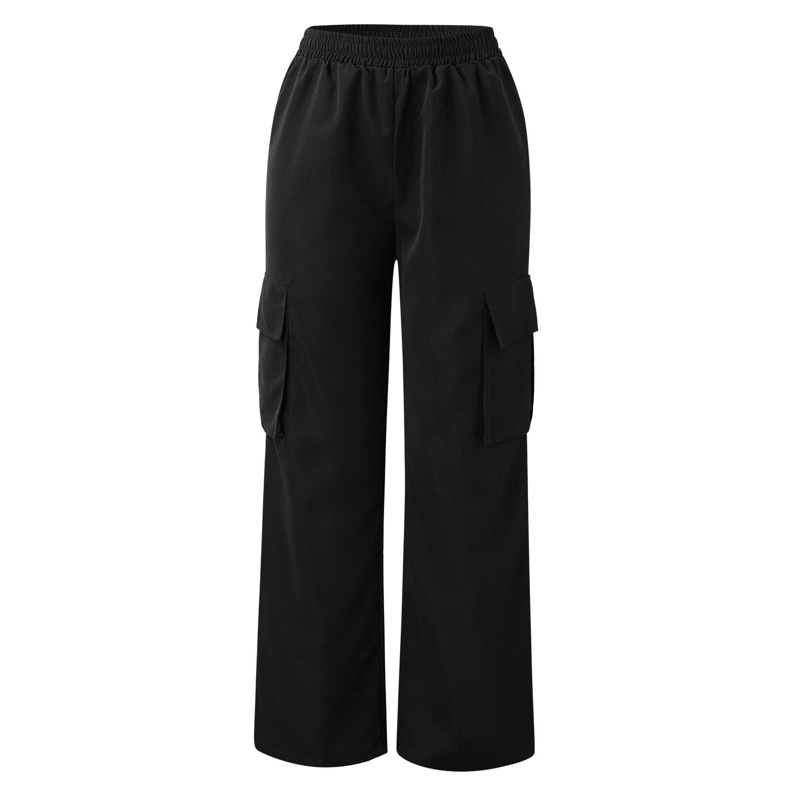 Elastic High Waist Wide Leg Trousers - Black Ice Styles