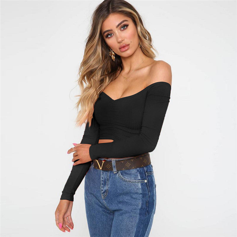 Long Sleeve Ruched Crop Top - Black Ice Styles