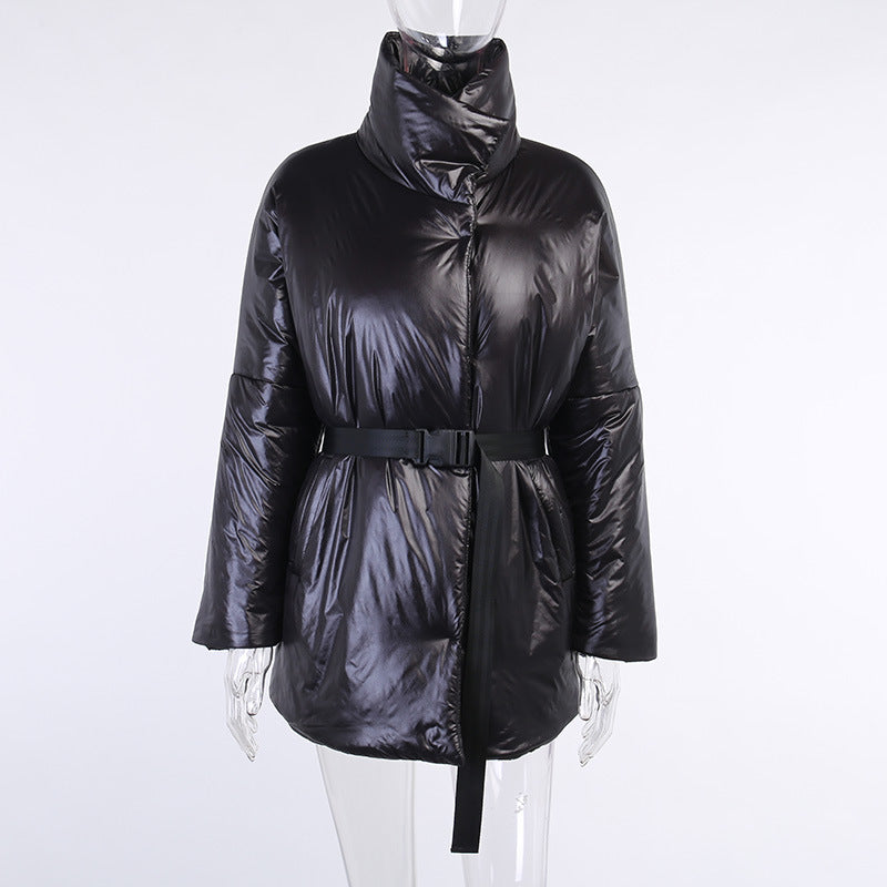 Women's solid color thick cotton trench coat - Black Ice Styles