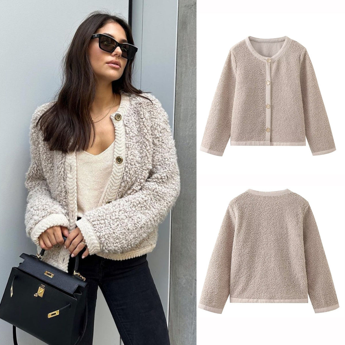 Knitted Woolen Button Cardigan - Black Ice Styles