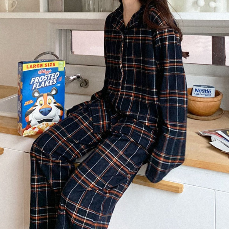 Cotton Plaid Homewear Set - Black Ice Styles