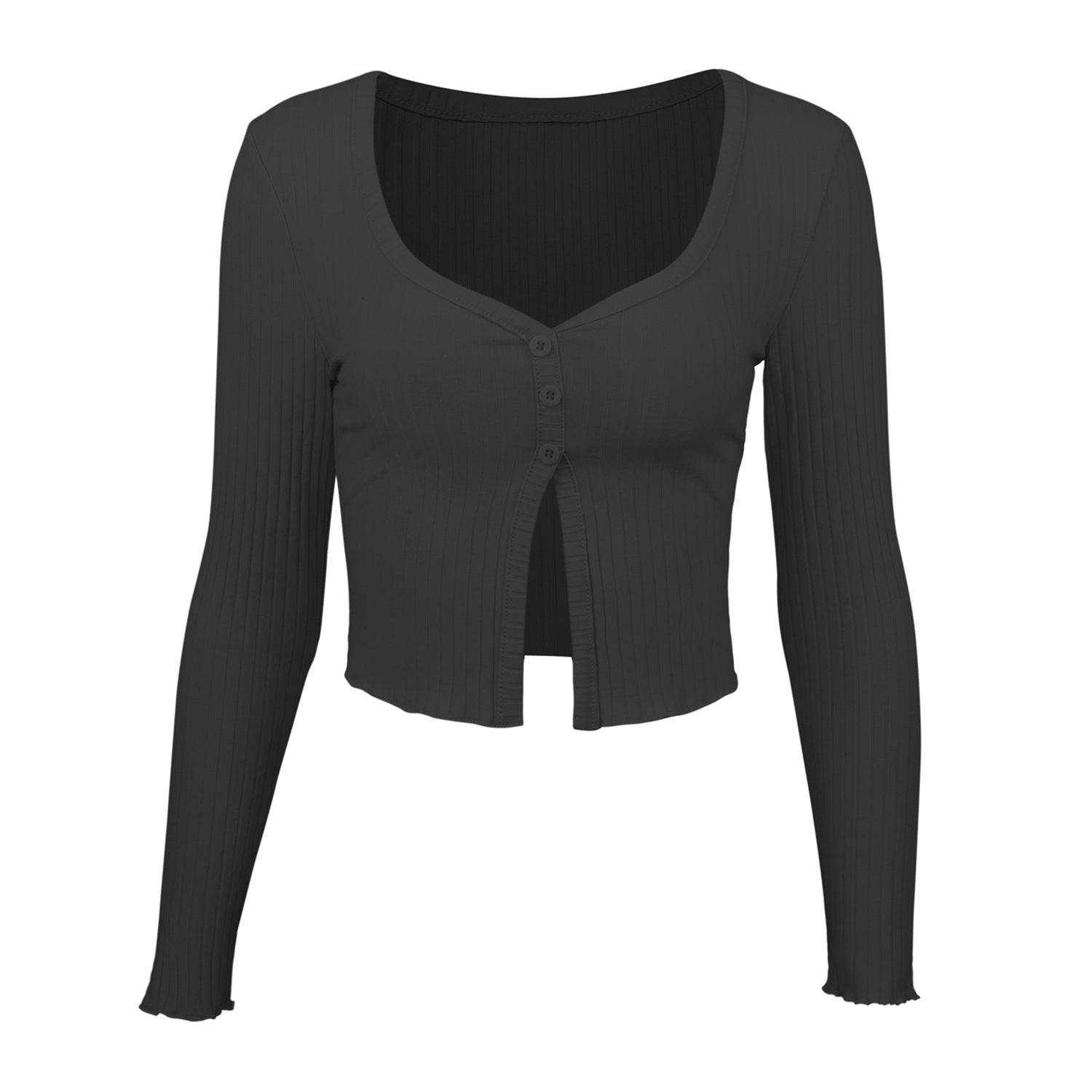 Knit Crop Cardigan Top - Black Ice Styles