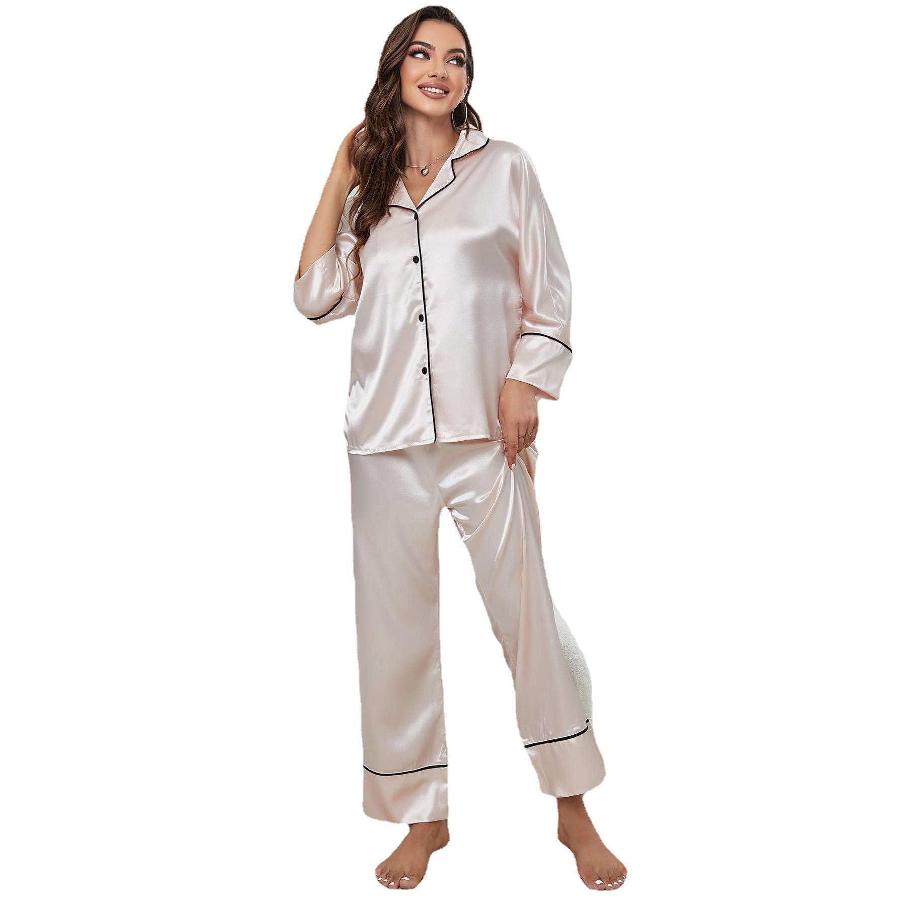 Silk Lapel Sleepwear Lounge Set - Black Ice Styles