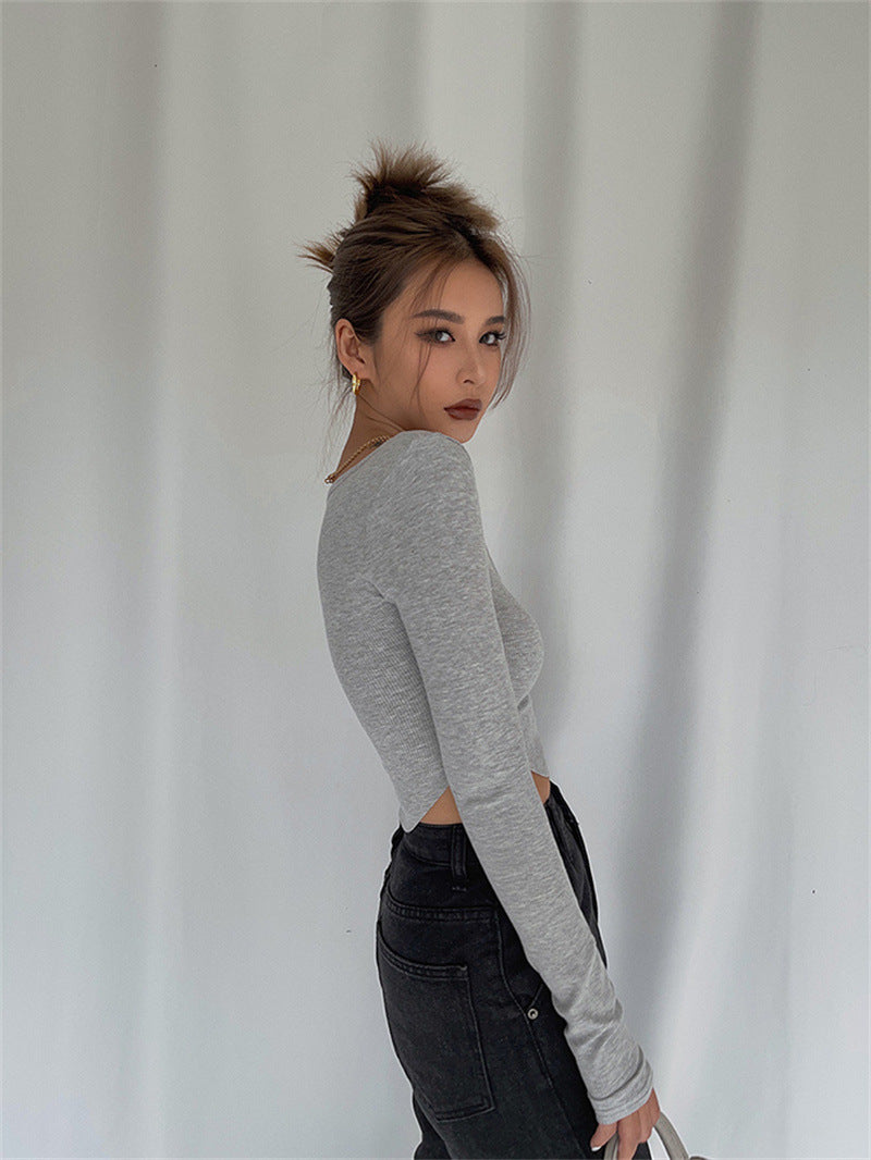 Rib Knitted Square Crop Top - Black Ice Styles