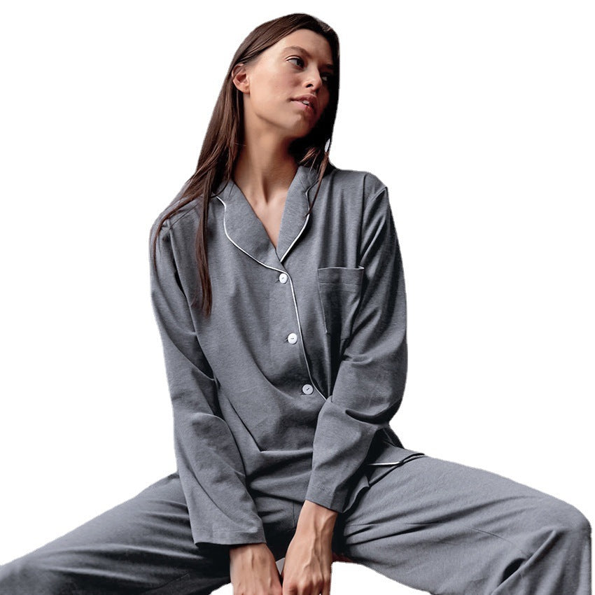 Simple Warm Cotton Pyjamas Set - Black Ice Styles