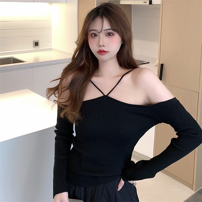 Halter Neck Long Sleeve Top - Black Ice Styles