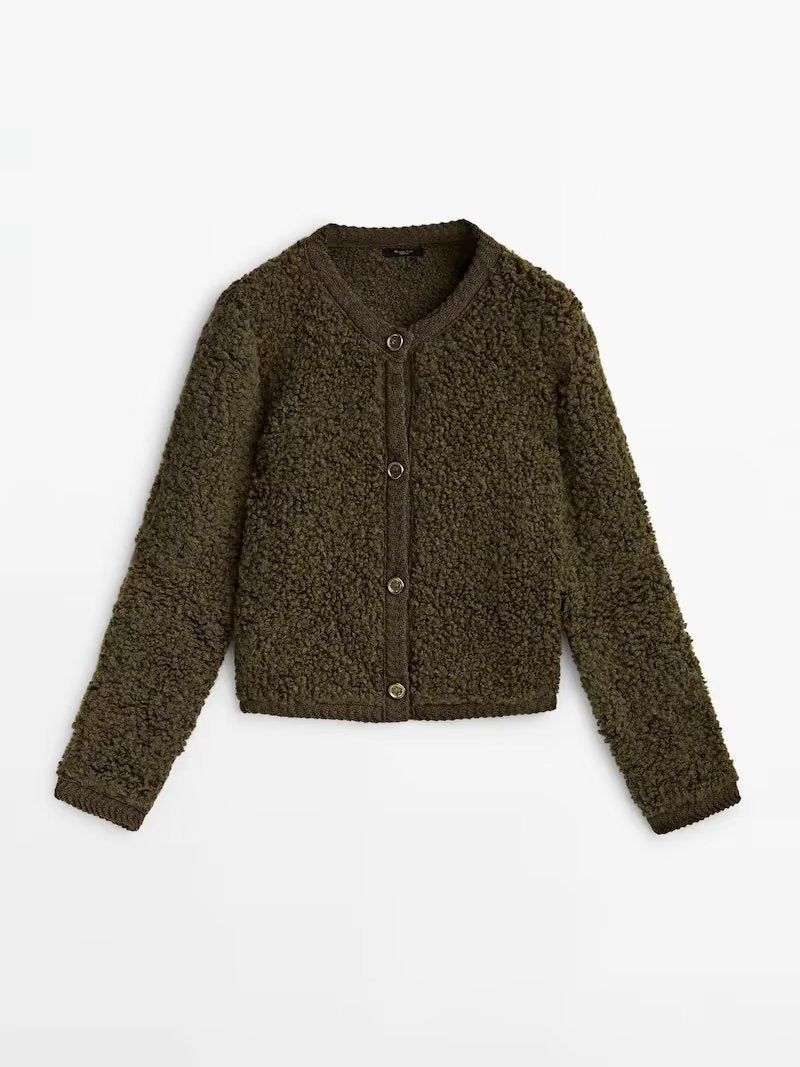 Knitted Woolen Button Cardigan - Black Ice Styles