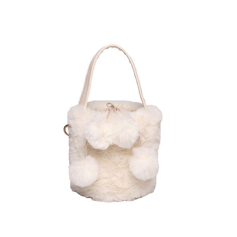 Fluffy Plush Bucket Bag - Black Ice Styles