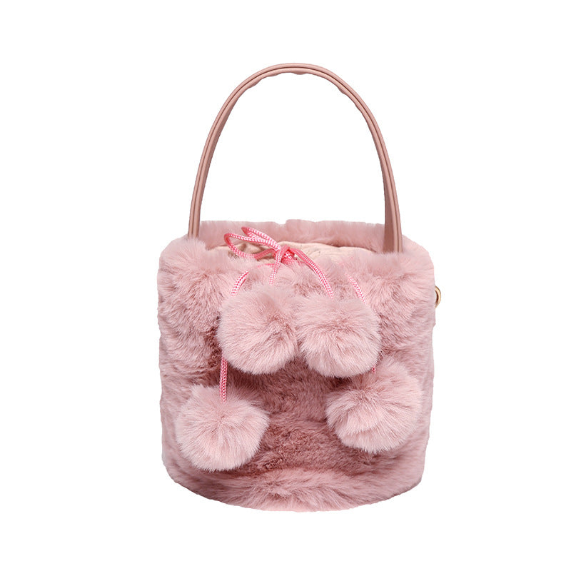 Fluffy Plush Bucket Bag - Black Ice Styles