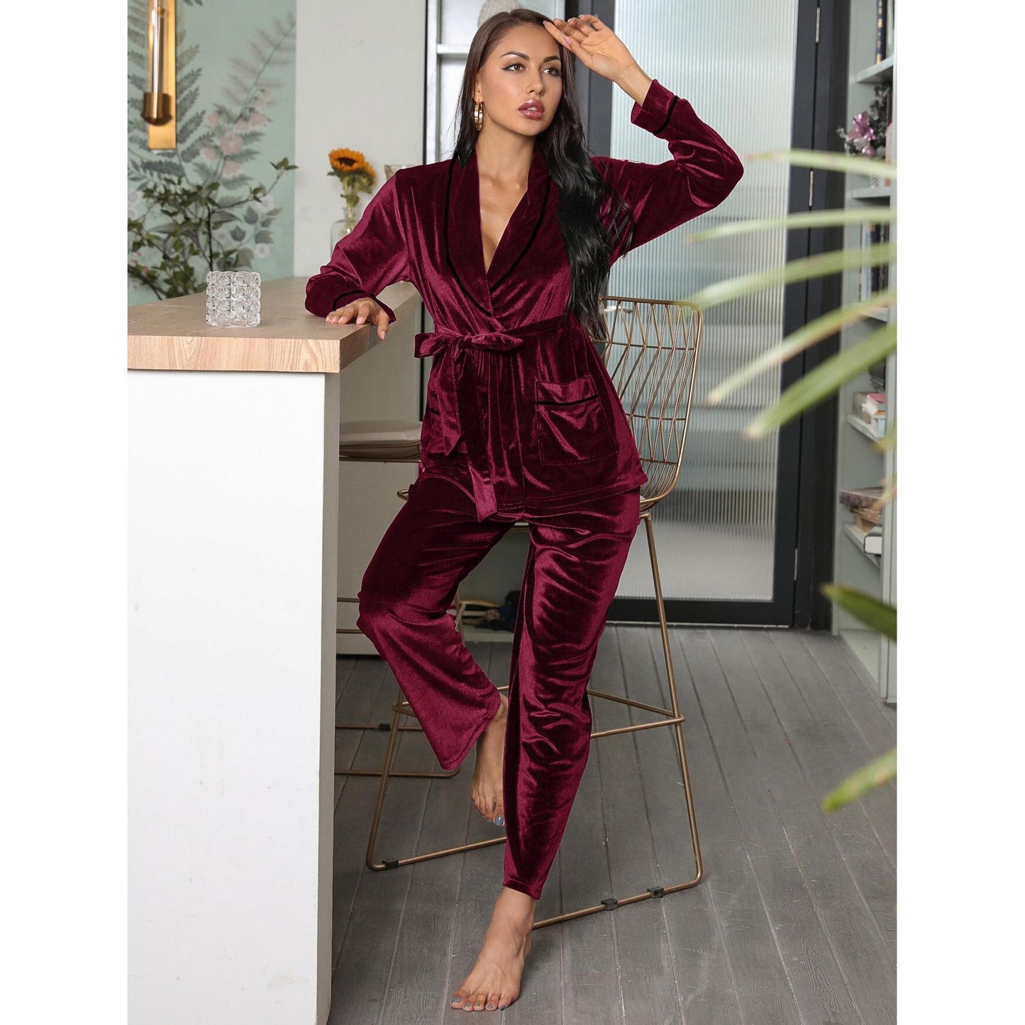 Fleece Thick Sleepwear Set - Black Ice Styles