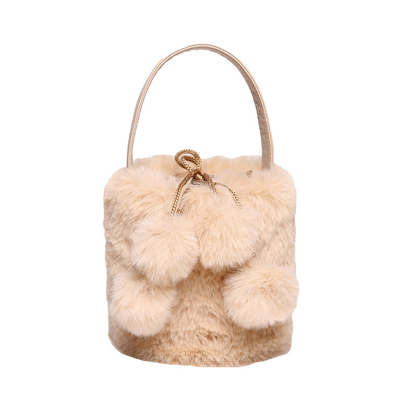 Fluffy Plush Bucket Bag - Black Ice Styles