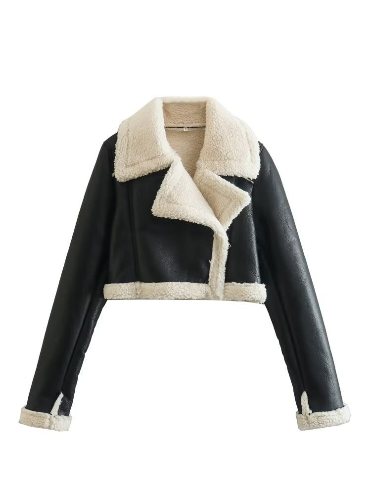 Loose Crop Fur Jacket - Black Ice Styles