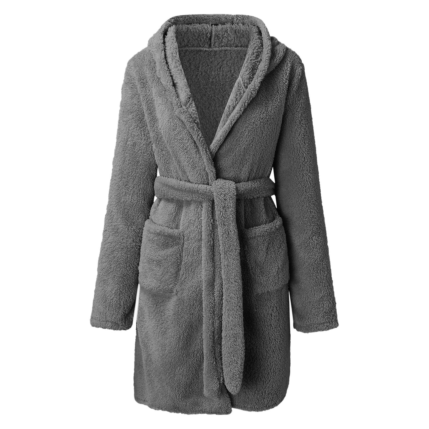 Hooded Home Warm Bathrobe - Black Ice Styles