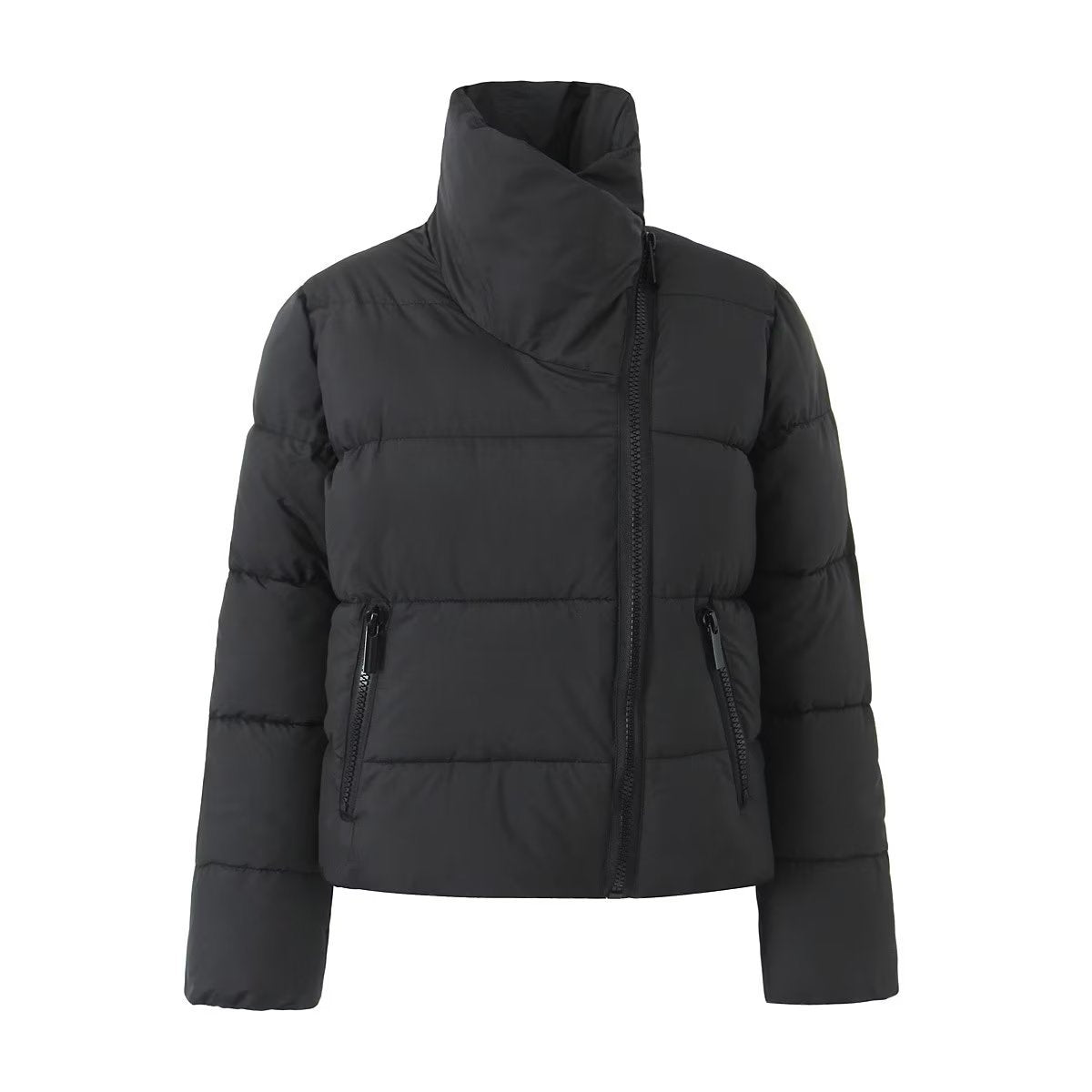 Winter Stand Collar Zipper Windproof Thermal Coat - Black Ice Styles