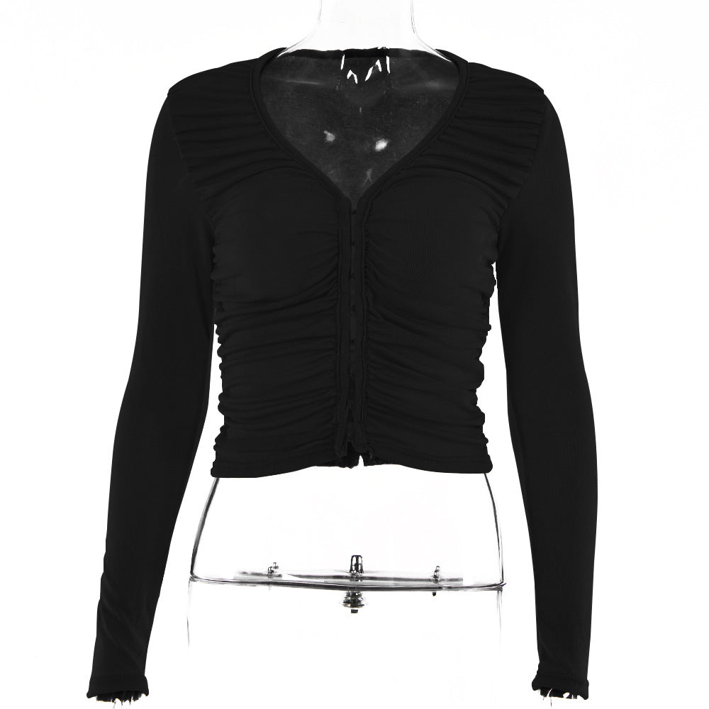 Spice V Neck Crop Top - Black Ice Styles