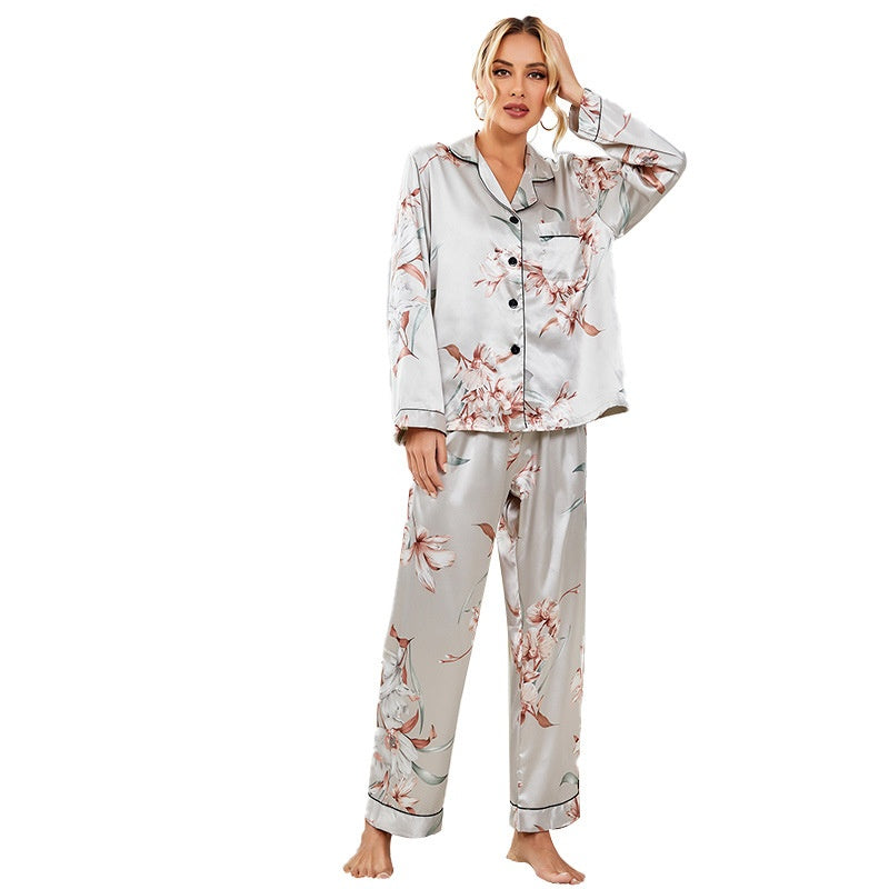 Spring Printed Sleepwear Two Piece Set - Black Ice Styles