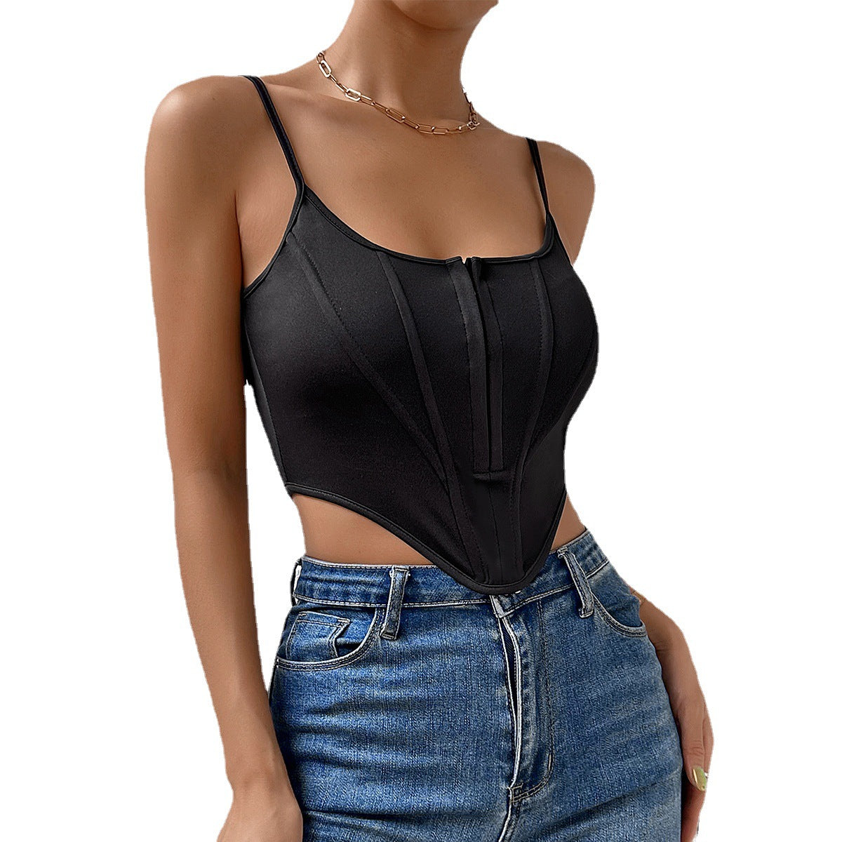 Slim Fit Diamond Waist Top - Black Ice Styles