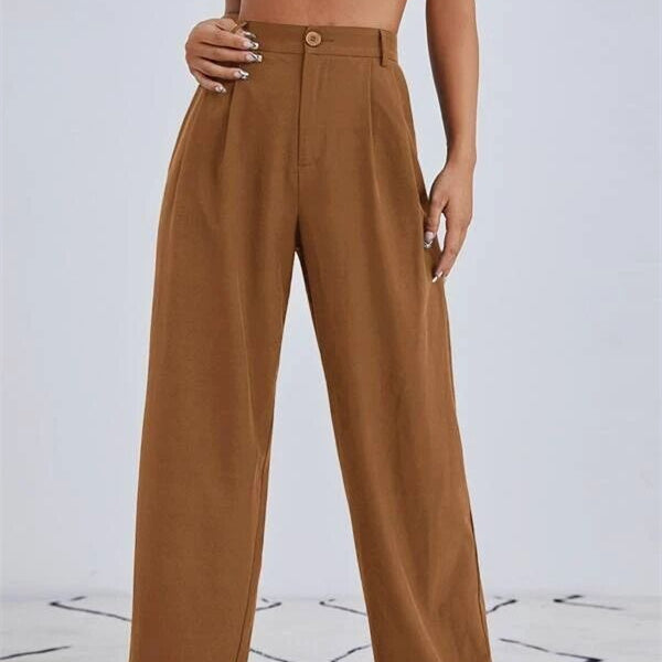 High Waist Wide Leg Suit Trousers - Black Ice Styles