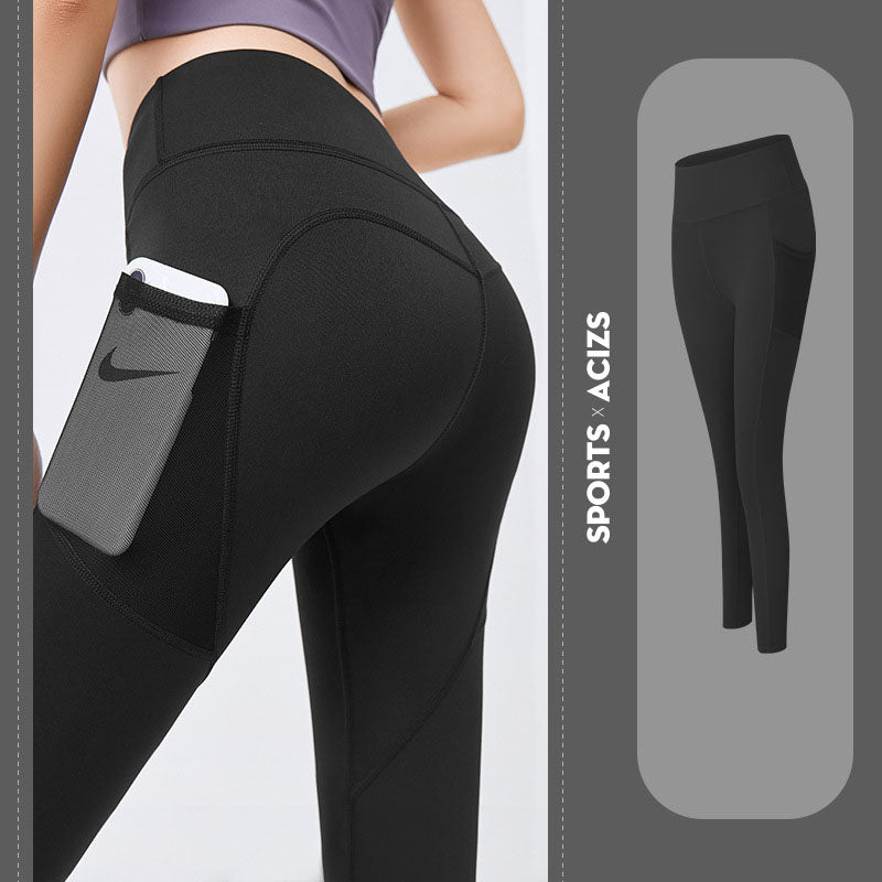 Yoga Pants Women With Pocket Leggings Sport Girl Gym Leggings Women Tummy Control Jogging Tights Female Fitness Pants - Black Ice Styles