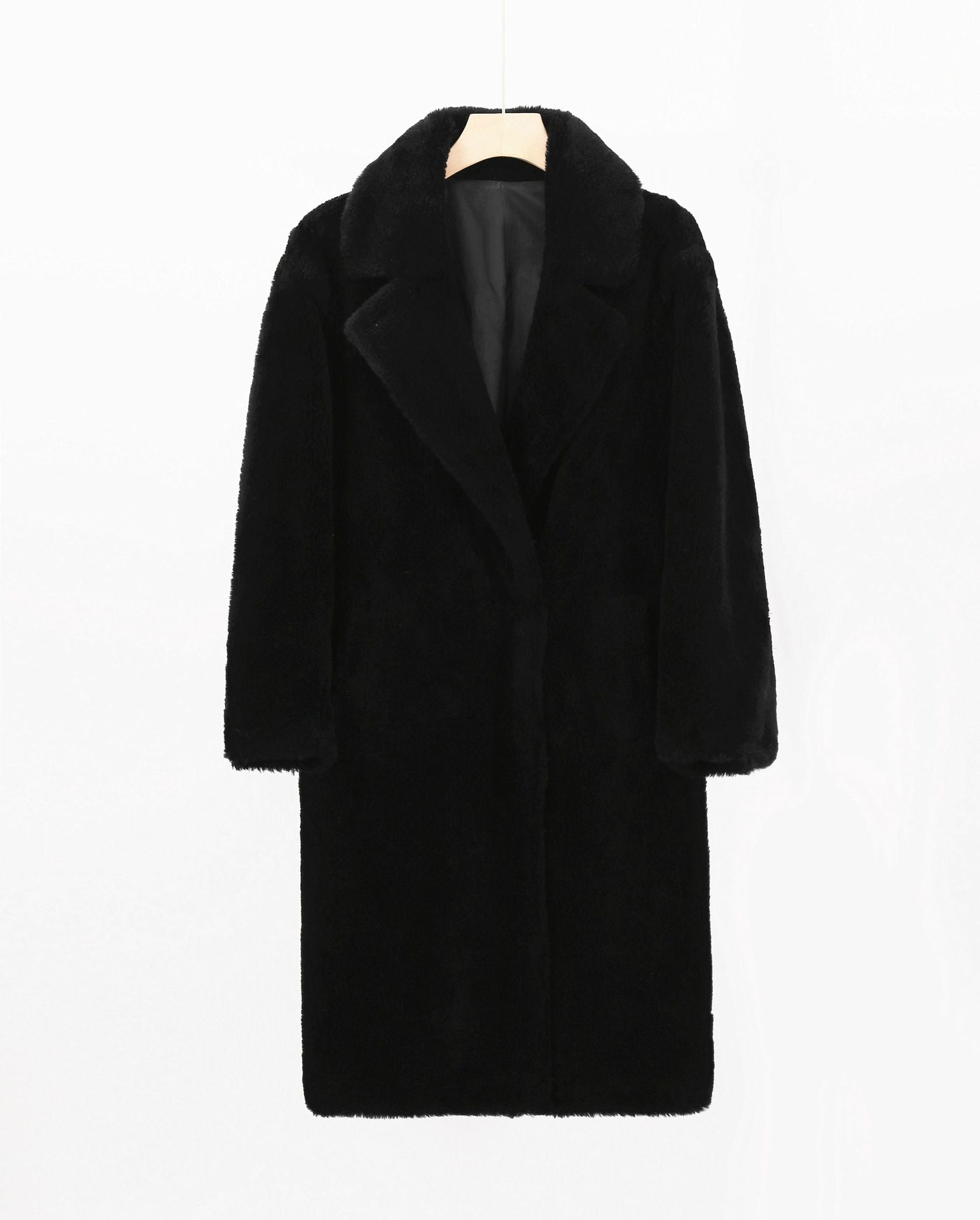 Long Warmer Wool Teddy Coat - Black Ice Styles